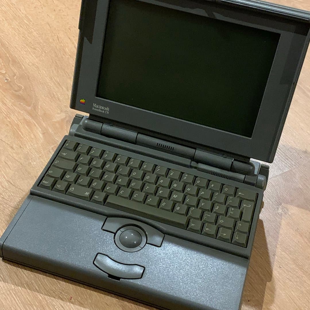 Vintage Macintosh PowerBook 170 laptop computer.