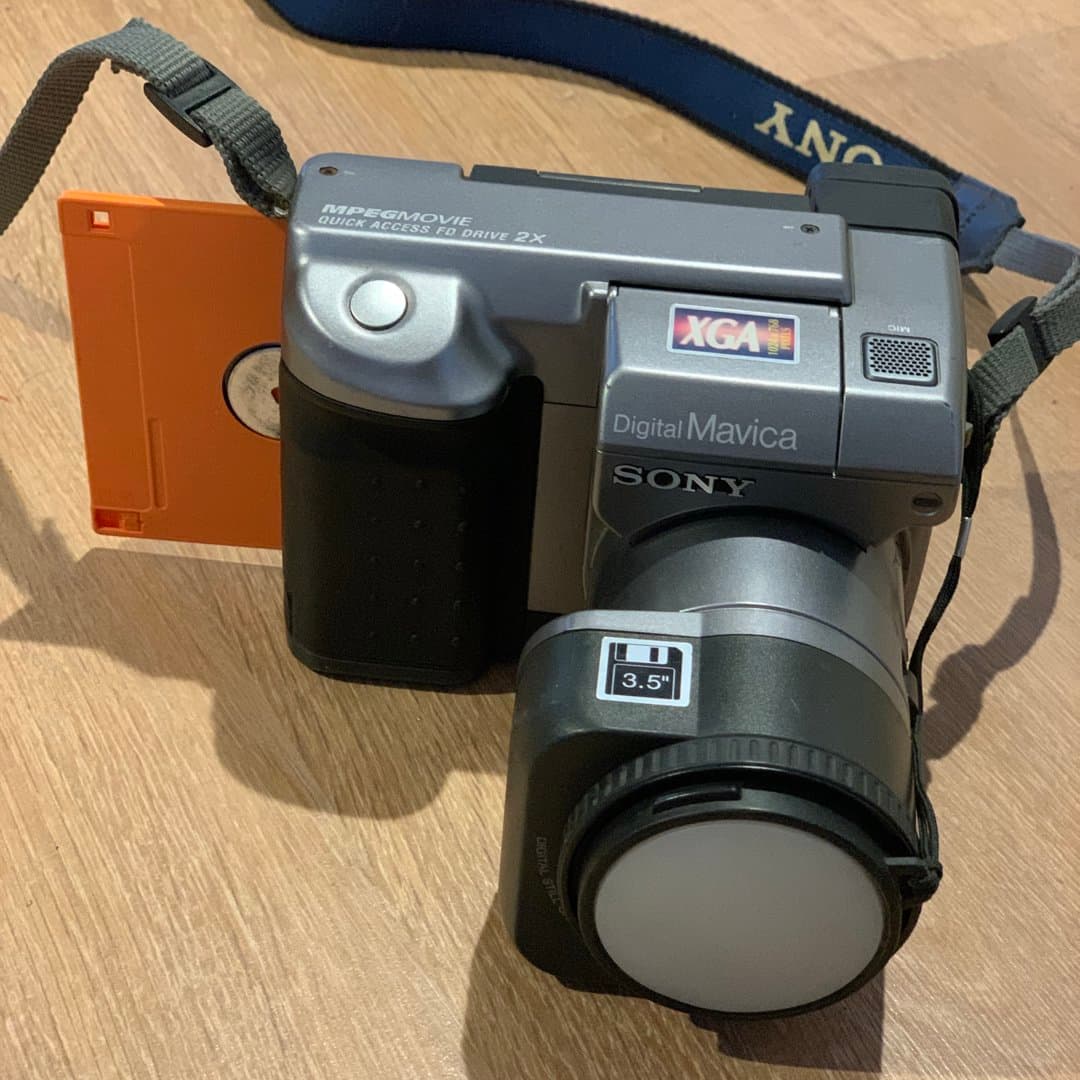 Vintage Sony Digital Mavica camera using 3.5" floppy disks.
