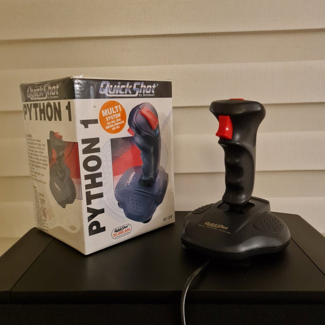 QuickShot Python 1 joystick, compatible with multiple retro gaming systems.