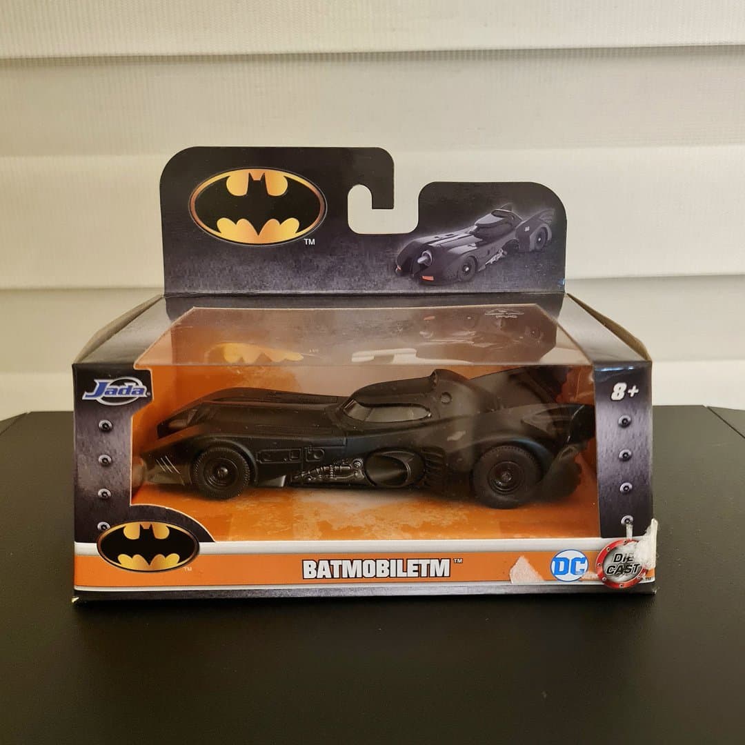 Jada Toys die-cast Batmobile replica in packaging.
