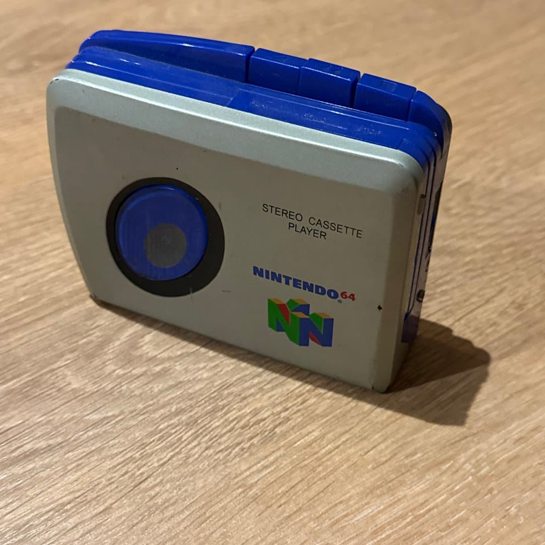 Nintendo 64 branded stereo cassette player.