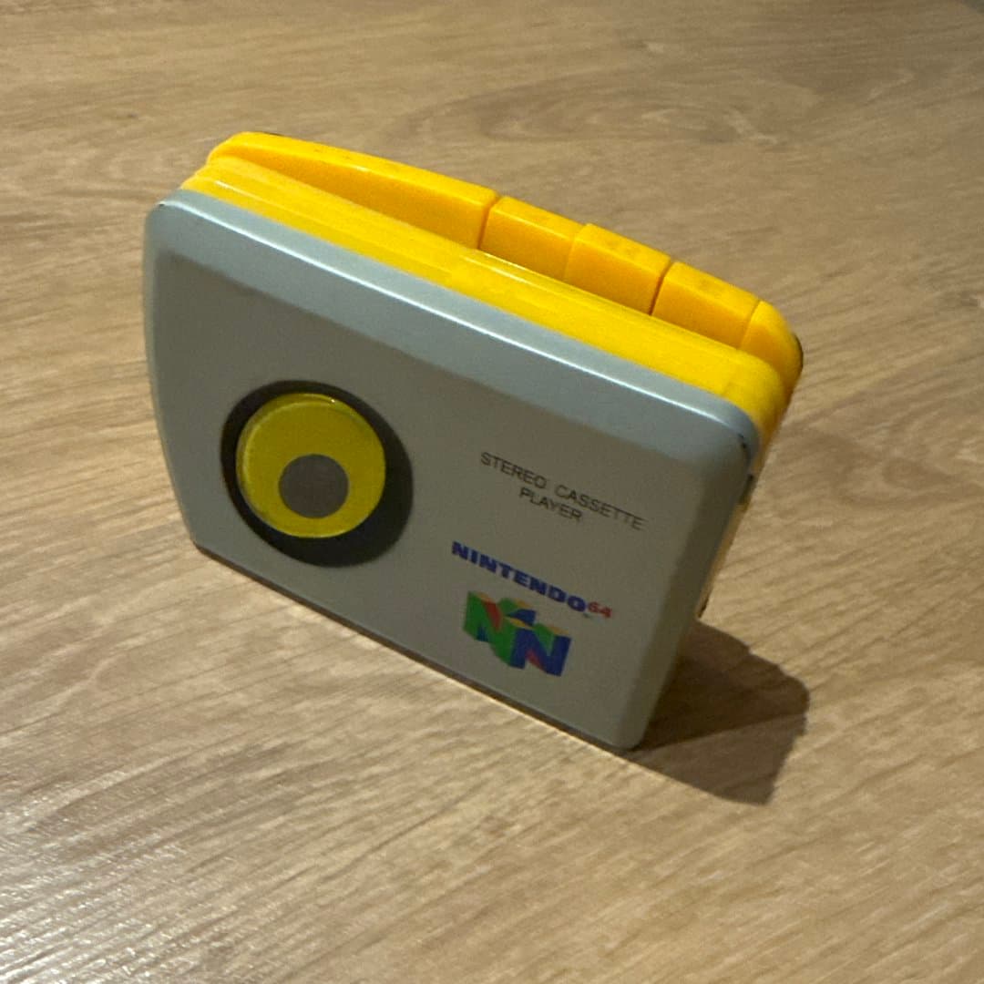 Nintendo 64 branded portable stereo cassette player.
