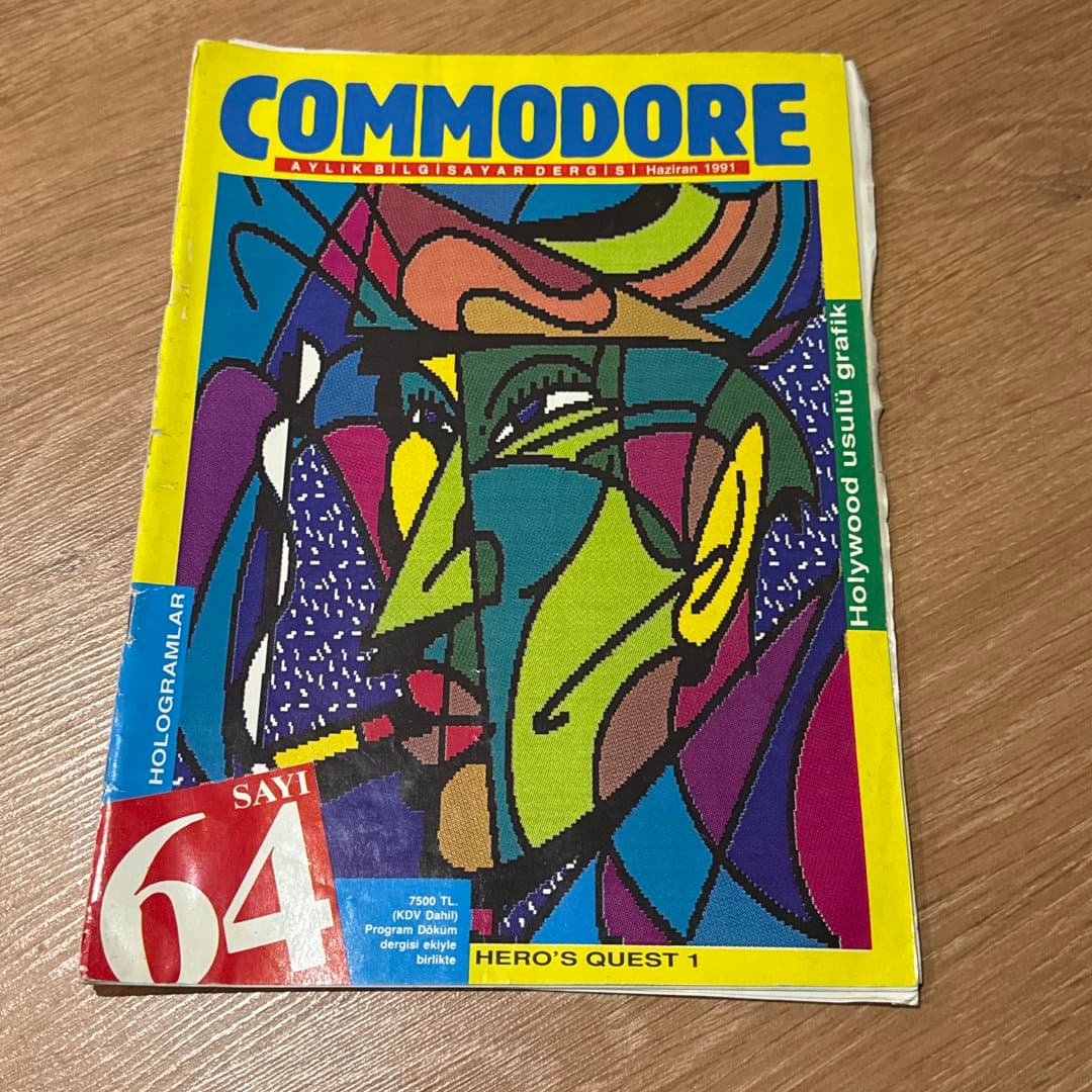 Commodore Aylık Bilgisayar Dergisi magazine from June 1991 with a Hero's Quest 1 game included.