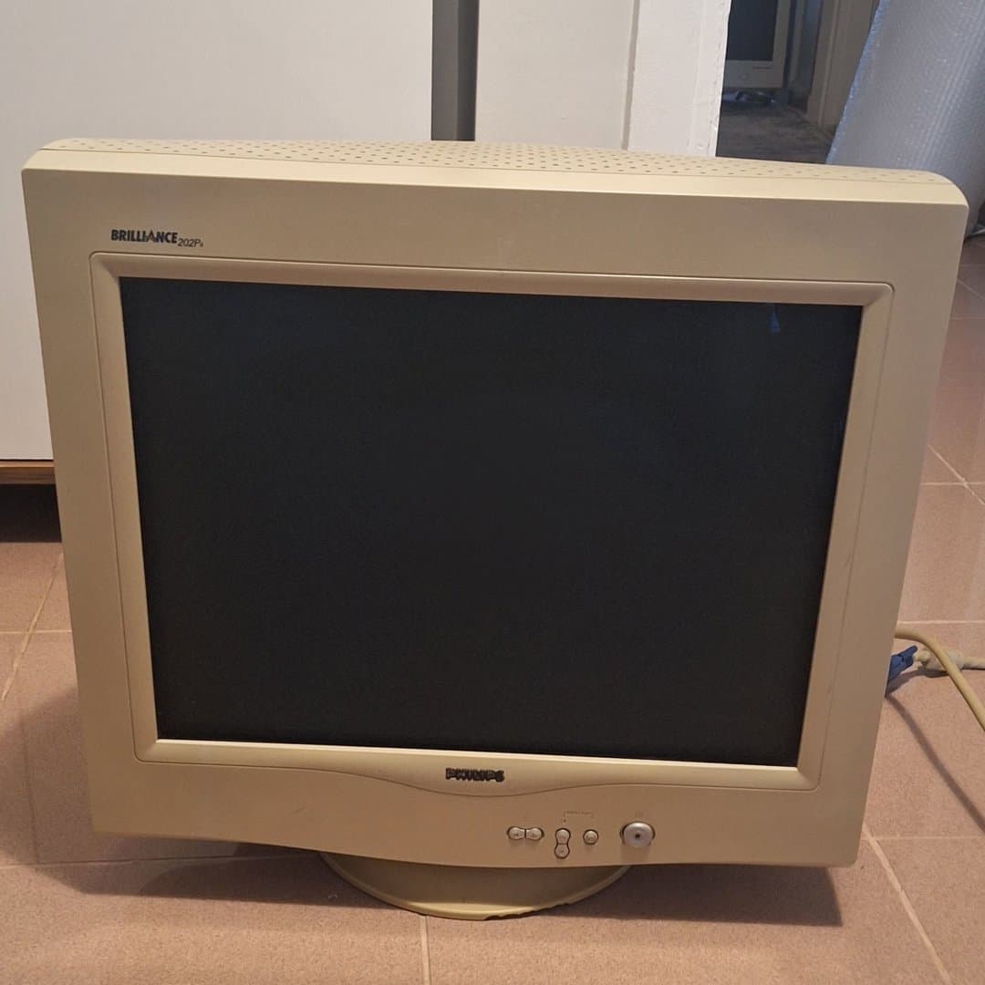 A Philips Brilliance 202P4 CRT monitor.