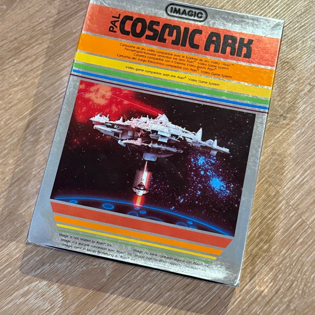 Vintage Imagic Cosmic Ark PAL video game cartridge for Atari systems. - Photo 1