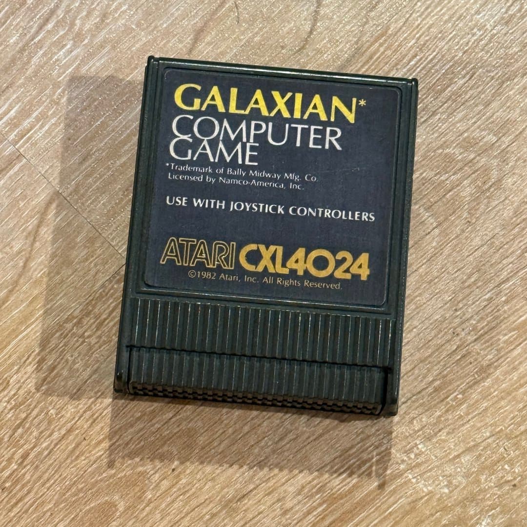 Vintage Atari Galaxian computer game cartridge (CXL4024) from 1982.
