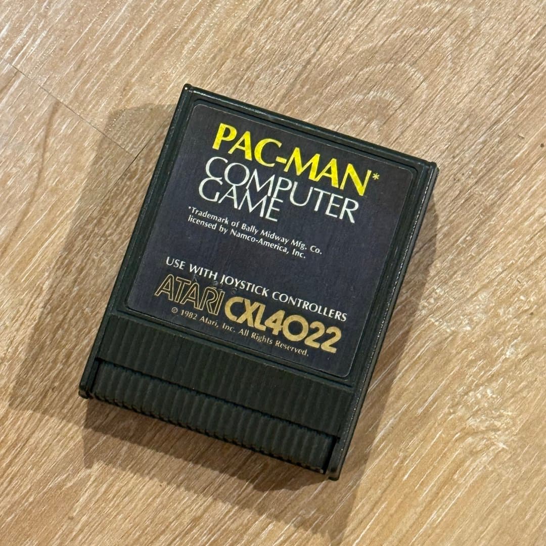 Vintage Atari Pac-Man computer game cartridge from 1982, CXL4022.