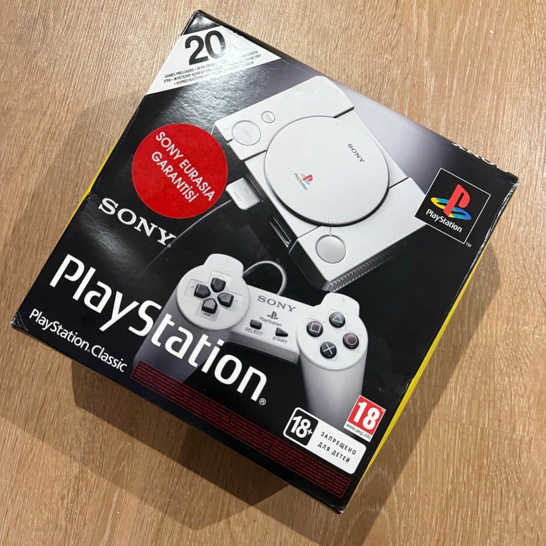 Sony PlayStation Classic console with 20 preloaded games in original box.