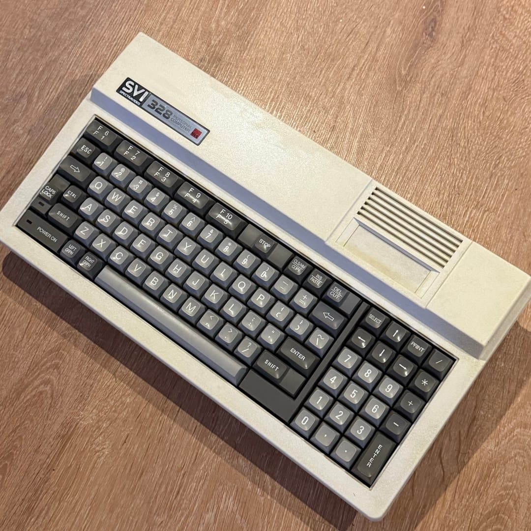 SVI 328 Spectravideo MKII vintage personal computer with integrated keyboard.