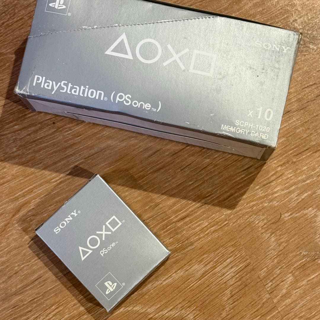 Sony PlayStation (PSone) Memory Card 10-pack (SCPH-1020) for retro gaming saves.