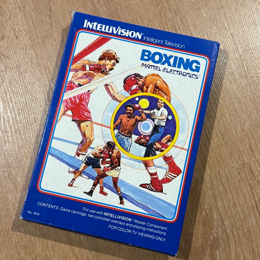 Vintage Mattel Electronics Intellivision Boxing video game cartridge box.