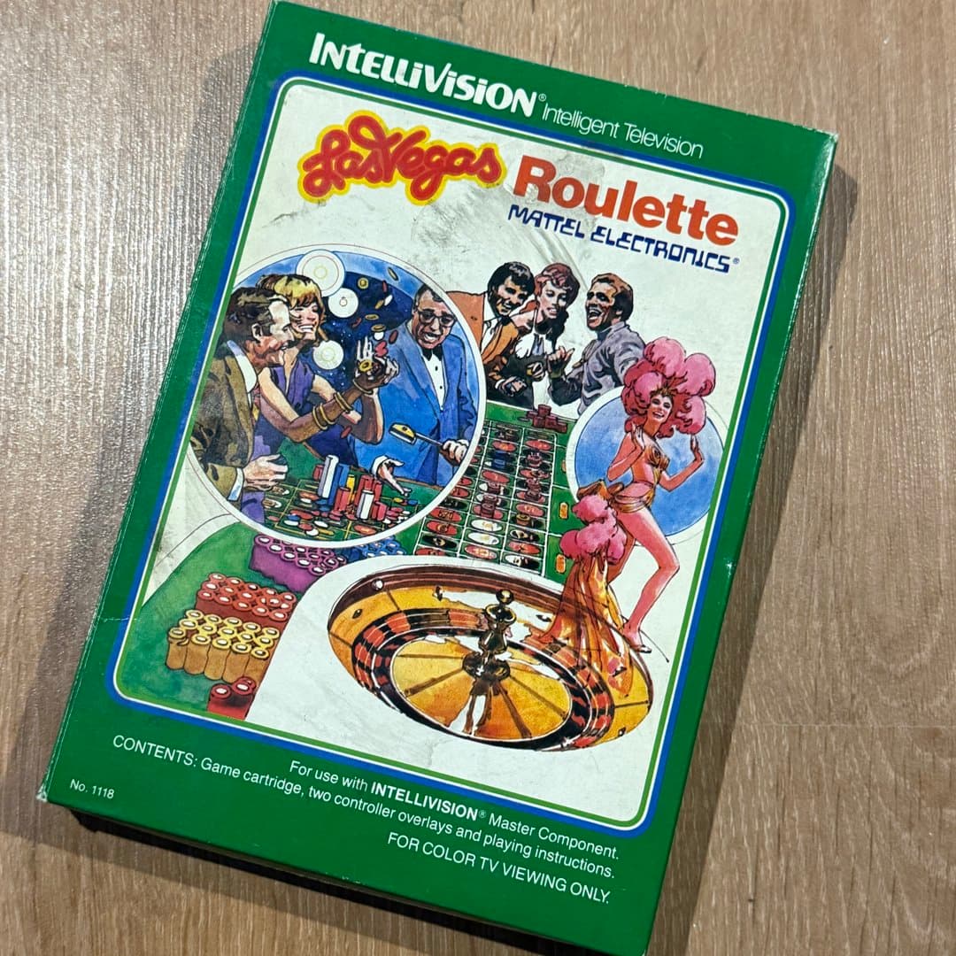 Vintage Intellivision Las Vegas Roulette game cartridge by Mattel Electronics.