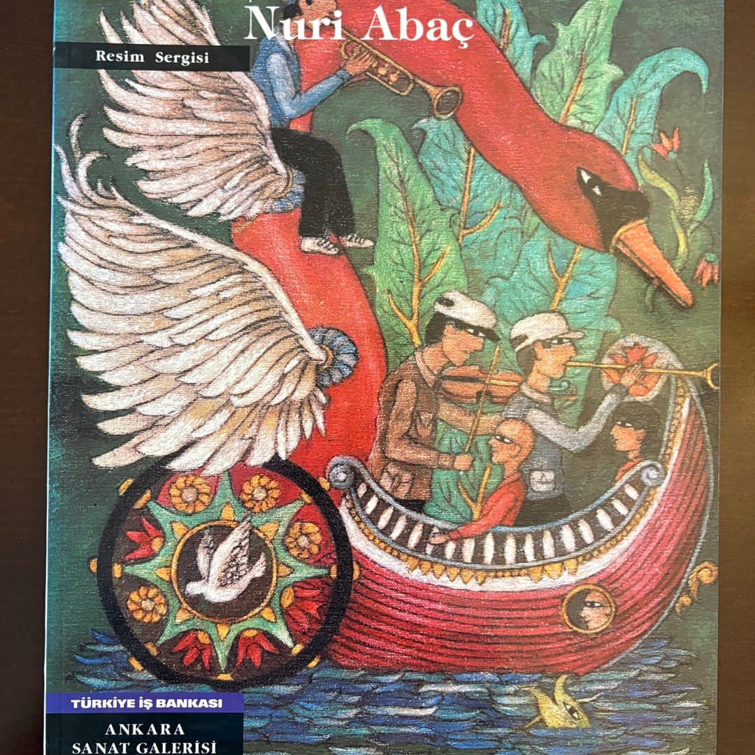 Nuri Abaş exhibition catalog from Ankara Art Gallery, featuring vibrant folk art. - Photo 1