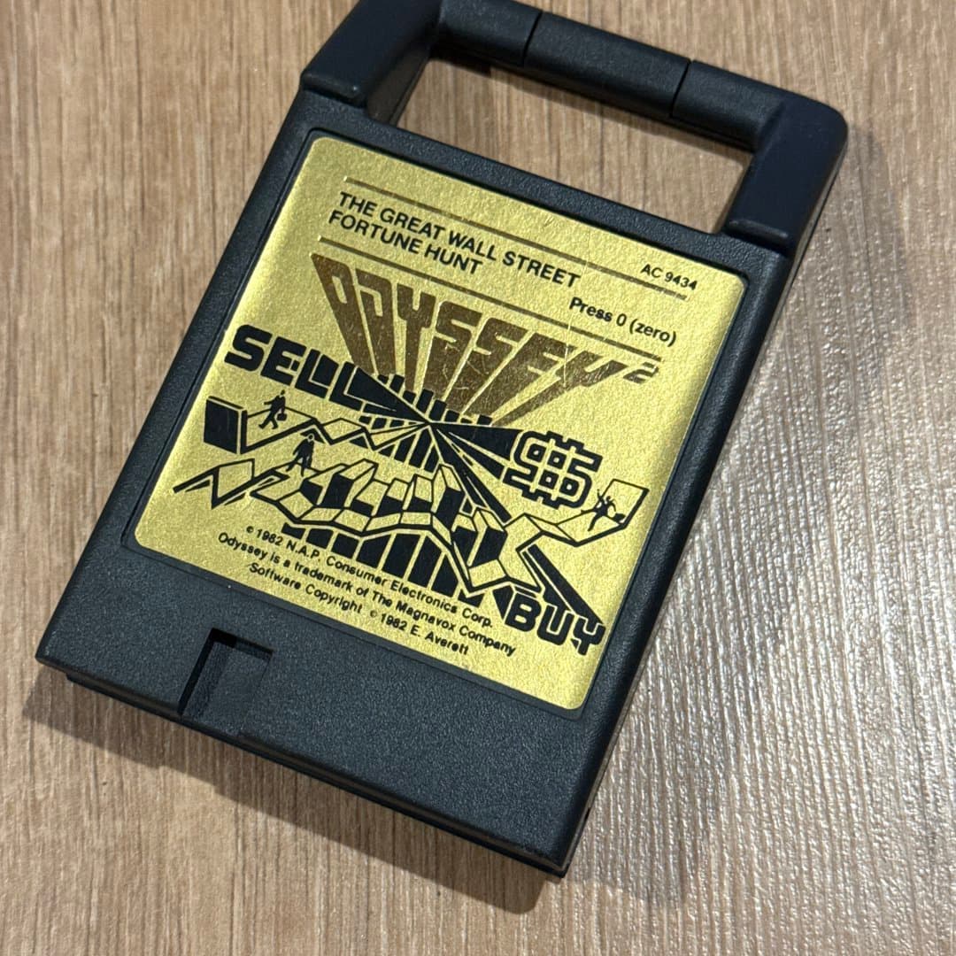 Retro Odyssey² cartridge for 'The Great Wall Street Fortune Hunt' stock market game.