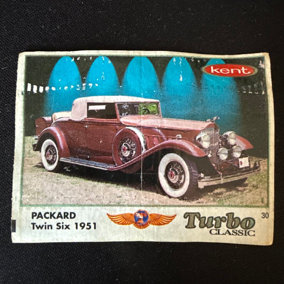 Vintage trading card featuring a 1951 Packard Twin Six classic car from the Turbo Classic series. #30